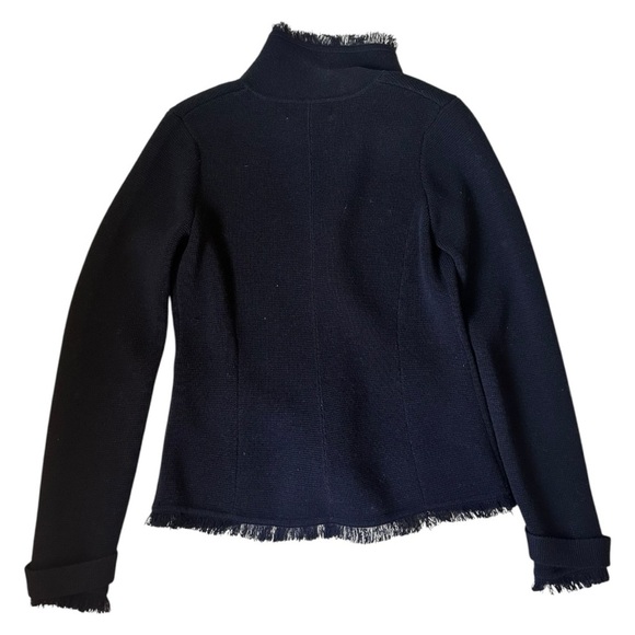 Bloomingdale’s 100% wool black blazer – gold buttons, fringe trim, Petite Small - Picture 2 of 7